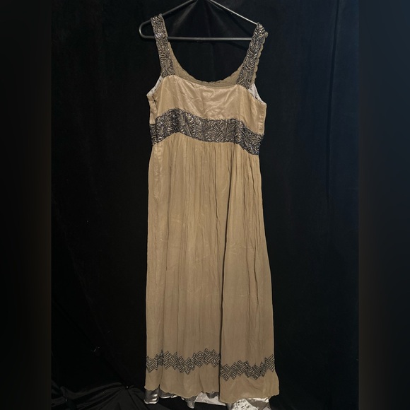 Adrianna Papell Silk Elegant Beaded Brown Chiffon Dress/Gown Size 14W - Picture 16 of 16